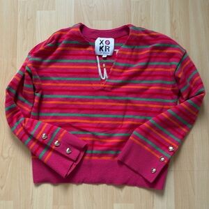 Kerri Rosenthal multicoloured pink striped oversized sweater, size XS